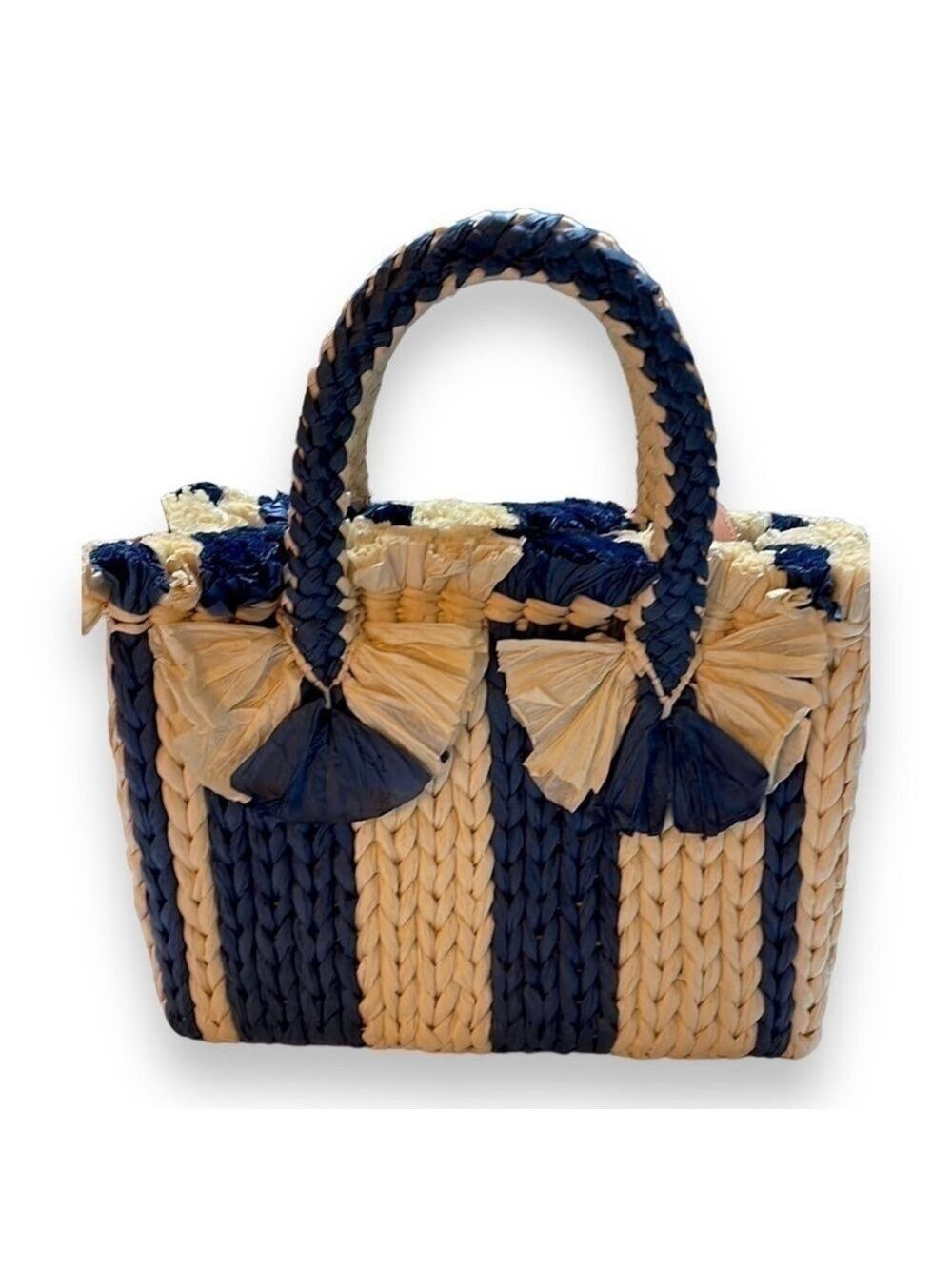 Blue Satchel Emei Straw Paper Satchel in Charcoal Blue Vince Camuto - Picture 5 of 8